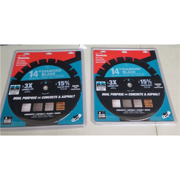 Qty 2 Makita 14" Diamond Blade Circular Saw Blades B-69674 New in Pkg