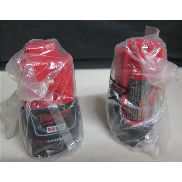 Qty 2 Milwaukee M12 RedLithium 2.0 AH Batteries 48-11-2425