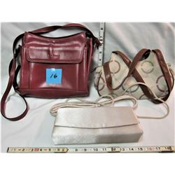 3 ladies purses (1 leather Via Roma)