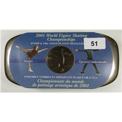 2001 World Figure Skating Championship 24K Gold Plated Medallion and Stamps - Singles