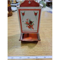 Red White flowered Matchbox holder very good condition