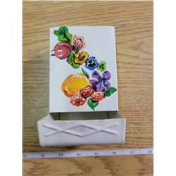 White flowered matchbox holder - very good condition