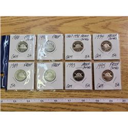 Cameo proof - Canada 5¢ 1988-89-90-91-92-93-94-95