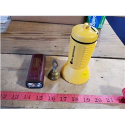 2 Flashlights & Brass Bell