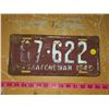 Image 1 : 1949 Saskatchewan License Plate