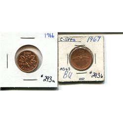 1966 + 1967 one cent UNC
