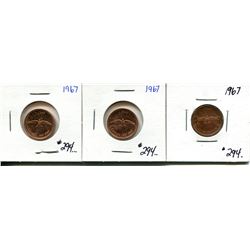 3 1967 one cent UNC