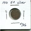Image 1 : 1910 5 cents silver VF