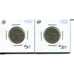 2 1922 5 cents VG