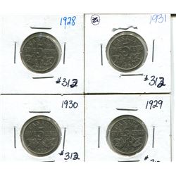 1928, 29, 30, 31 5 cents