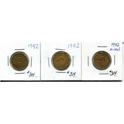 3 1942 tombac 5 cents