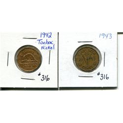1942, 1943 tombac 5 cents