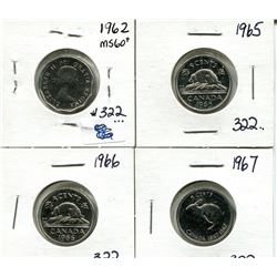 1962, 65, 66, 67 5 cents MS
