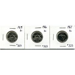 1965, 66, 67 5 cents BU