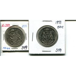 1970, 1971 50 cents