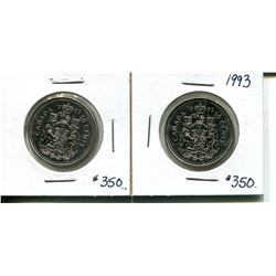 2 1993 50 cents UNC