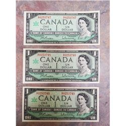 3x 1967 $1 UNC sequential G/P prefix