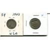Image 2 : 1903 US 5 cents + buffalo nickel