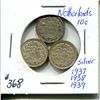 Image 1 : 1936, 37, 41 10 cents silver Netherlands