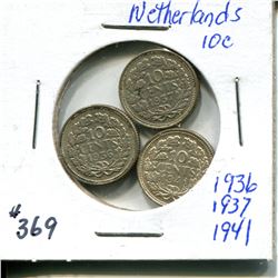 1937, 38, 39 10 cents Netherlands