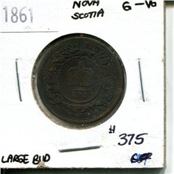 1861 one cent Nova Scotia large bud
