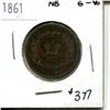 Image 1 : 1861 one cent New Brunswick