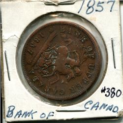 1857 one penny Bank of Upper Canada