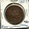 Image 1 : 1857 one penny Bank of Upper Canada