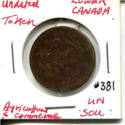 agriculture and commerce un sou lower canada