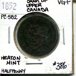 1852 1/2 penny Bank of Upper Canada Heaton mint