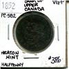 Image 1 : 1852 1/2 penny Bank of Upper Canada Heaton mint