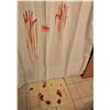 Image 1 : Rare 'blood bath' 68" X 68" shower curtain & 27" X 29" bath mat