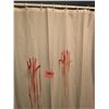 Image 2 : Rare 'blood bath' 68" X 68" shower curtain & 27" X 29" bath mat
