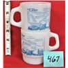Image 2 : Pair (2) Fire King Cb'er white coffee cups / Blue lithos