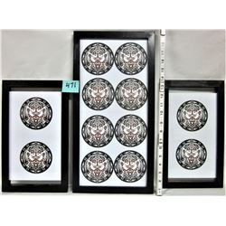 trio (3) framed "Haida" art coasters