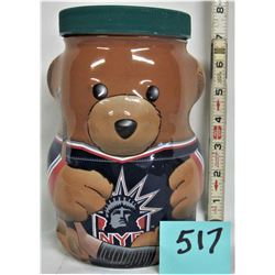 Rare Kraft New York Rangers NHL glass bear bank/uniform
