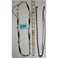 2 Necklaces 28" mini reddish beads 30" multi color beads