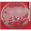 Image 2 : Rare 9" clear glass bowl WORLD GLOBE with etched frosted continents