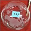 Image 3 : Rare 9" clear glass bowl WORLD GLOBE with etched frosted continents