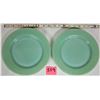 Image 1 : Pair (2) Fire King 9" Jadite Restaurant wear dinner plates - vintage