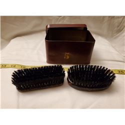 2 Shoe Polish Brushes In Tin