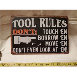 Tool Rules tin sign