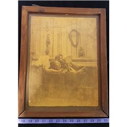 Bathtub Print Wood Frame