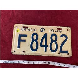 1949 Ontario License Plate