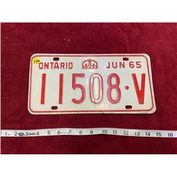 1965 Ontario License Plate