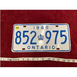 1968 Ontario License Plate