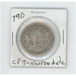 1947 Canada 50 Cent Coin - CR7-Narrow Date