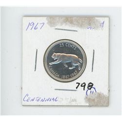 1967 Centennial 25 Cent Coin