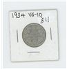 Image 1 : 1934 Canada 25 Cent Coin VG-10
