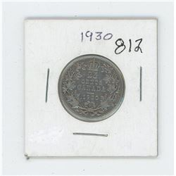 1930 Canada 25 Cent Coin